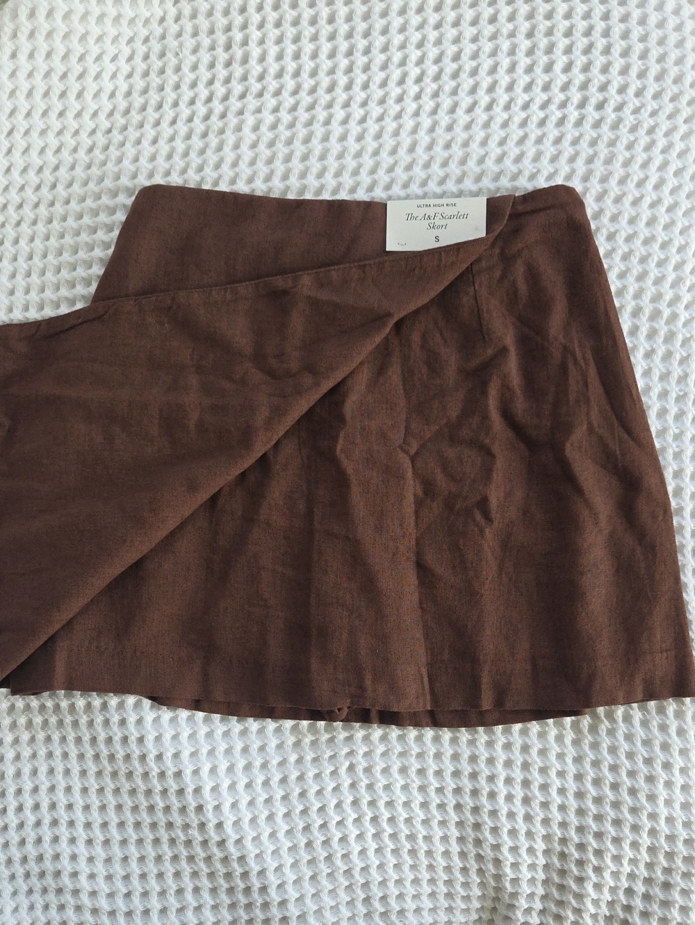 NWT A&F Scarlett Linen-Blend Wrap Mini Skort - Picture 3 of 7